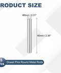 5 Pack Marine Grade 316 Stainless Steel Dowel Pins 8mm By 60mm Round Rods For Pegs, Shelves, Rails, DIY Projects And Gear
