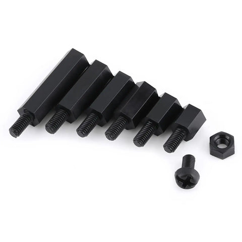 250 Piece Nylon Separation Spacer Set For PCBs, Acid Resistant Insulation, Hexagonal M3 Spacers, Male And Female Type A Columns, Durable PA66 Nylon Pro Grade For Reliable Electronics Assembly, black hex spacers with screws and nut