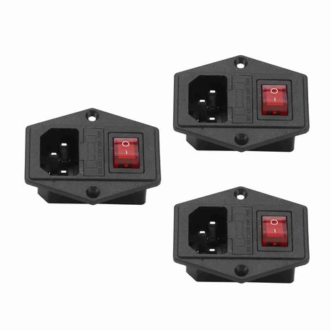 Three Piece AC Power Socket Switch With Built In Light Four Pin for 3D printer CNC machine electronics enclosure