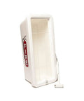 White Plastic Chief Fire Extinguisher Cabinet For 10 Lb Extinguishers With Hammer And Cylinder Lock, wall-mount, side view