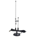 Beefy Dual Band VHF UHF Magnetic Base Antenna For 2m And 70cm Radios With 3.5 Inch Mount And 13 Foot RG58 Cable PL259 UHF Male Great For Ham Mobiles Repeaters And Scanners, upright view