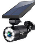 Outdoor Solar Motion Spotlight Black Aluminum Floodlight With 9W 110W Equivalent 1400 Lumens Motion Sensor