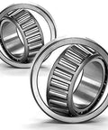 Two Heavy Duty 32210 Tapered Roller Bearing And Race Set Replacement Kit with durable steel construction for cars and trucks.