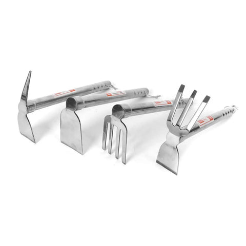 Stainless Steel Garden Pickaxe Hoe Grab-And-Go Double-Use Tool For Planting And Weeding set displayed on white background