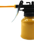 Professional 250ml metal oil spray bottle with long nozzle, yellow body and black trigger head.