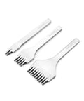 White Steel Prong Leather Punch Set For Crafting Includes 2, 5, And 10 Sizes With 3.38mm Spacing Rust Resistant Ergonomic Handles