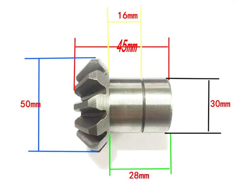 Metal gear from Reverse Gear and Drive Gear Pair Set With 11 Tooth Gears, 6 Tooth Internal Spline, 20mm Spline Inner Diameter, 28mm Axis Length