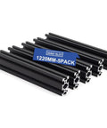 Five Pack 2040 V Slot Aluminum Extrusion European Standard 1220mm Length Anodized Aluminum Profile For CNC DIY 3D Printer And Industrial Bracket Building. Black anodized aluminum extrusions in a 5-pack for DIY projects, each 1220mm long.