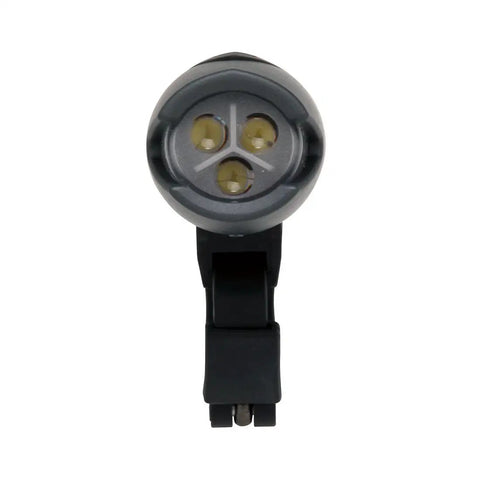 Front view of Beamer 3 Bike Headlight with Nichia LEDs Long Run Time Up To 100 Hours 220 Degree Visibility IPX6 Water Resistant