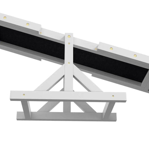 71 Inch Dog Agility Seesaw Outdoor Training Platform With Color Marked Zones Slip Resistant Wood Construction base detail