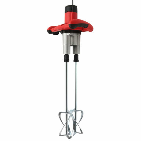 Beast 2800W Dual Paddle Electric Mortar Stirrer Handheld Concrete Cement Mixer with 6 Speed Control, aluminum head, and galvanized stirrer.