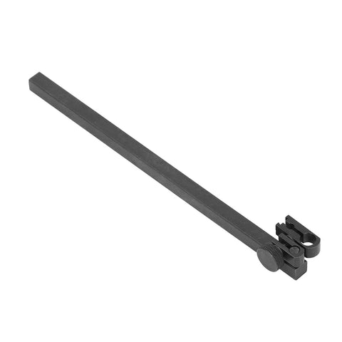 Side view of black aluminium alloy height adaptor shaft extender clamp for precise measurement