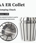 High Precision ER Collet Chuck Set With 0.008mm Spring Accuracy shows clamping chuck for CNC use, made of 65Mn steel with tight tolerance.