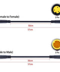 Top Tier 3 Pin Ebike Extension Cable Extender For Bafang Throttle And Brake Sensors 57cm Long Wire With Pure Copper Cores Gold Plated Contacts Built Tough female to female and male to male