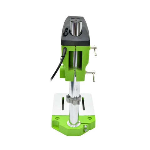 Hot Power 680W Mini Workbench Drill Press Machine For Wood Metal And Plastic, front view showing sturdy cast iron base and motor.