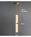 Modern Marble Small Pendant Light for Bedroom Bedside Bar Living Room Art Gallery Hanging Pendant Lamp Home Decoration Fixture, 60cm tall.