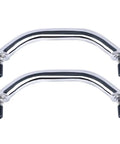 Two Pack Beefy Marine Stainless Boat Grab Handle, Heavy Duty Round Tube Handrail With Flange And Stud, Mirror Polished Finish