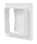 White Abs Plastic Access Panel For Drywall And Ceiling With Hinged Door Rustproof Wall Hole Cover Plate For Plumbing And Electrical Utility No Sweat Install Rock Solid Build Fits Four By Four Cutout Perfect Straight Up Reliable Works Like A Charm Daily angled view showing the inner depth and hinge mechanism.