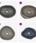 HKPWRBFG River Stone Sink Oval Wash Basin Bathroom Countertop Vessel from top, showcasing unique organic shapes and textures.