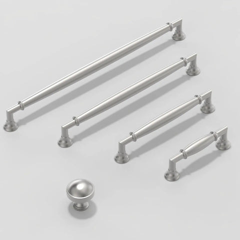 10 Pack Brushed Satin Nickel Cabinet Pulls 7.5 Inch Kitchen Drawer Handles, dope modern cabinet hardware, displayed on white background