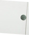 Set Of 10 Ceramic Drawer Pulls And Kitchen Cupboard Knobs With Vintage Pattern Single Hole Cabinet Door Handles For Dresser And Closet Hardware In Celadon Blue shown on white cabinet door