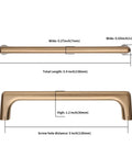 Dimensions of Champagne Bronze Cabinet Pulls 5 Inch Center To Center Pack Of 10 With Screws Included, showing width and height.