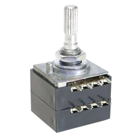 Rotary Potentiometer 50K And 100K Log Audio Volume Control Pot For Stereo Systems With Loudness RH2702 Style Easy Install Dope Quality Pro Grade Passive Component For DIY Audio Projects. metal shaft and terminals