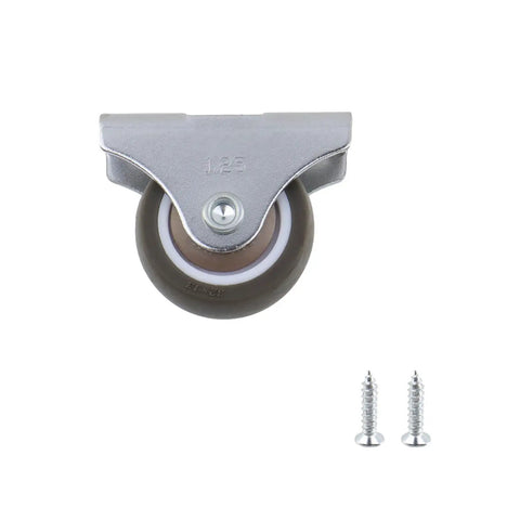 Slick Roll Mini Fixed Caster Wheels 1.26 Inch Ultra Thin Low Profile Sliding Door Casters with screws for easy installation.