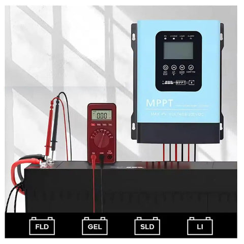 Beast 60 Amp MPPT Solar Charge Controller for 12V to 96V systems mounted for off-grid solar setup