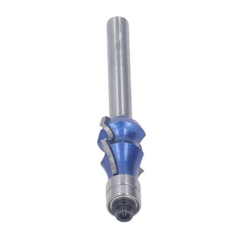 Solid Wood Router Bit 1/4 Inch Shank With Double Bearing For Trimming MDF Plywood And Particle Board Panels, close-up view.