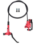 Grip Tight Rear Hydraulic Disc Brake Two Piston Caliper With 1400mm Hose Line For Mountain Bikes Fits 160mm Rotor in red.