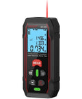 230ft Laser Distance Meter 1/16 Inch Accuracy Digital Laser Measuring Tool with Backlit LCD 8 Measurement Modes 30 Data Storage front view with red laser beam
