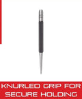 Knurled Grip Prick Punch For Precise Marking And Hole Start In Wood And Metal, 4 Inch Length, 5/64 Inch Tapered Diameter