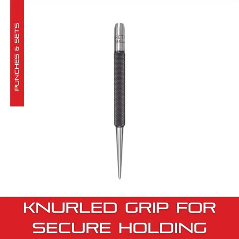 Knurled Grip Prick Punch For Precise Marking And Hole Start In Wood And Metal, 4 Inch Length, 5/64 Inch Tapered Diameter
