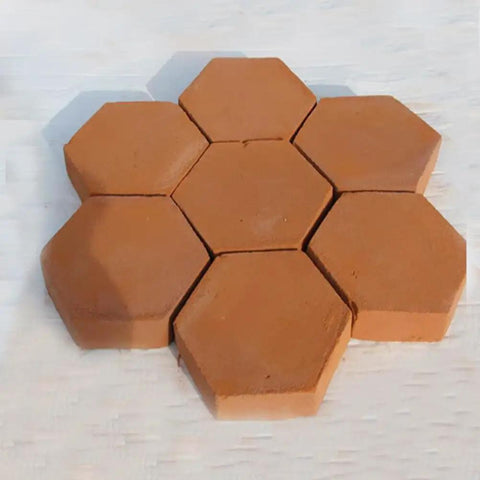 Hexagon Pavement Molds 2 Pack Reusable Walkway Path Maker For Concrete Pavers Garden Patio Lawn Backyard Pathway Paver Mold Set Durable Pro Grade Easy To Clean And Reuse DIY Outdoor Landscaping Tool shown in hexagonal pattern
