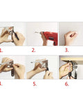 Installation steps for Set Of Two Heavy Duty L Corner Braces, showing tools and process for mounting.