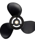Top view of OEM Aluminum Boat Outboard Propeller 9.75 Inch Diameter 9.5 Inch Pitch 10 Spline Teeth Right Hand Rotation 3 Blade