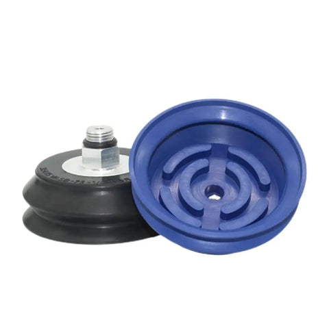 Industrial Manipulator Vacuum Sucker Pads For Smooth Lifting VAS Series sizes 15 to 125mm blue and black rubber gripper pads.