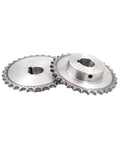 Hella Durable Bevel Gear Pinion Built Tough For Industrial Chain Drives Hardened Steel Sprocket With Precision Keyway Bore, showing two sprockets.