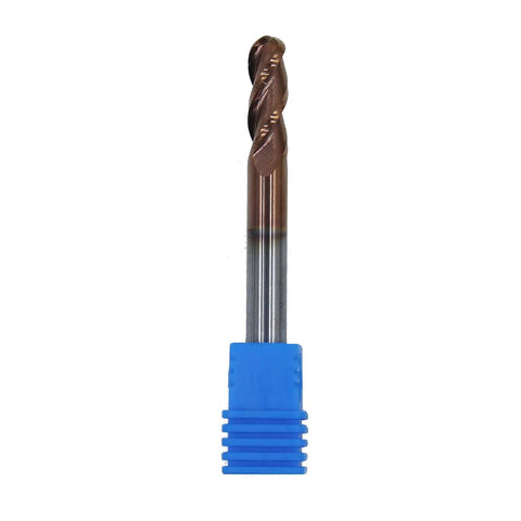 1/4 Inch Ball Nose Solid Carbide End Mill for Aluminum and Non-Ferrous Metals, 37 Degree Helix, 3 Flute, ZRN Coated Milling Bit