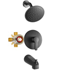 Matte Black Tub And Shower Faucet Set With Valve And 6 Inch Rain Shower Head Easy Install Tub Shower Combo Dope Dual Handle Bath Fixture For Modern Bathrooms