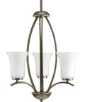 Joy Collection Three Light Antique Bronze Pendant Light With Etched White Glass in classic design, front view