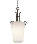 Armida Foyer Pendant Light One Light In Olde Bronze Finish With Satin Etched White Glass For Dry Locations Ideal Hallway And Entryway Lighting A Dope Classic Modern Home Decor Piece pendant front view