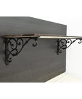 Heavy Lifters Cast Iron Shelf Brackets 2 Pack Wall Mounted Vintage Decorative Supports With Antique Black Finish and shelf display.