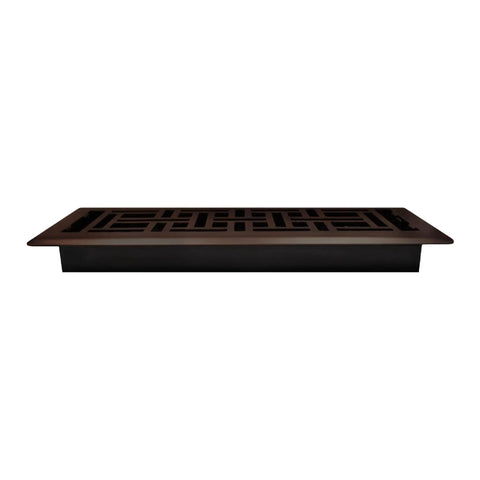Oriental Style Floor Register 4x12 Inches Rubbed Bronze Finish 8 Pack with Decorative Steel Vent Grille and Damper Box Side View