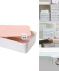 Pink Plastic Underwear Storage Box With Marked Lid For Under Bed Closet Drawer Organization Hella Tough Polypropylene Bin with open lid
