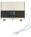 Mini Tankless Water Heater Electric 4000W 110V Instant Hot Water On Demand Space Saving Design with display and connections.