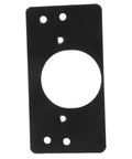 Front view of a black mending plate from the Stainless Steel Hinge Repair Kit Two Pack Durable Mending Plates For Cabinet Doors And Wardrobes.