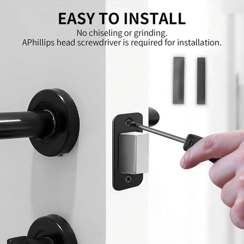 Installation of Two Pack Deadbolt Strike Plate With Backplate, 1 Inch By 2.25 Inch Round Corner Door Strike Plate In Matte Black
