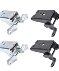 Bad Boy Set Of Four Heavy Duty Front Door Hinges Upper And Lower For Classic Ford Pickup Rigs seen from top view, showcasing silver and black materials.